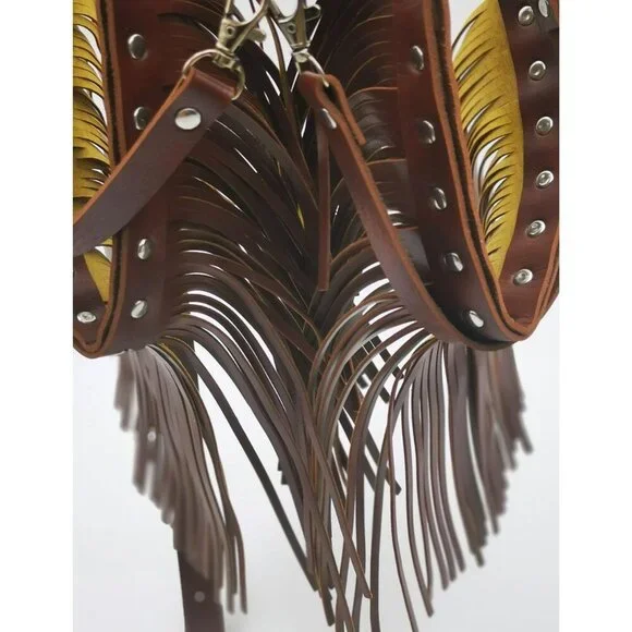 Women Leather Garter Waist Belt Fringe Tassel Punk Gothic Festival Dance - Picture 5 of 9